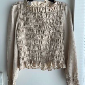 NWT LONG SLEEVE NUDE/TAN BLOUSE